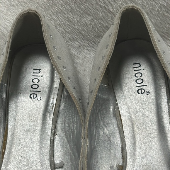 Super Cute NICOLE Rhinestone Silver Ballet Flats - Size 8 M - Picture 7 of 8